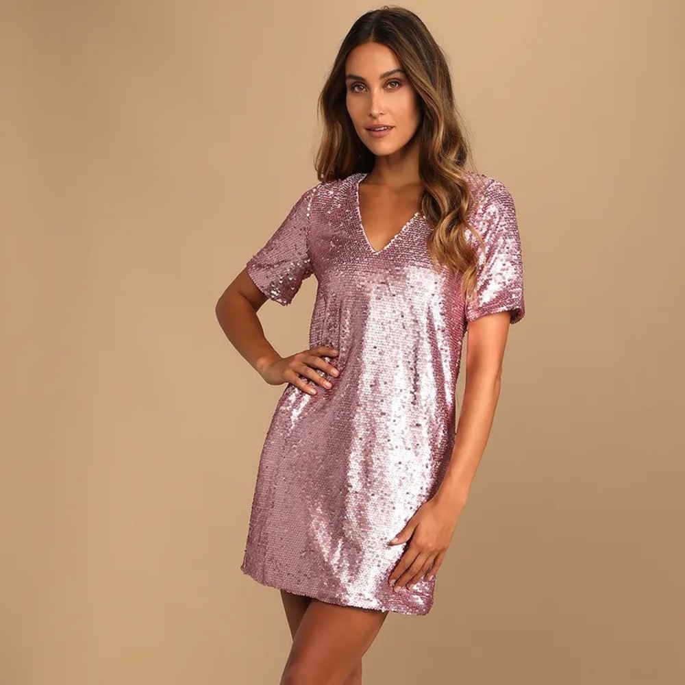 Lulus pink sequin dress NWT size small
